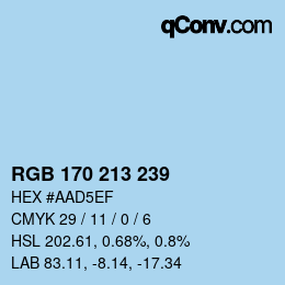 颜色代码: RGB 170 213 239 | qconv.com