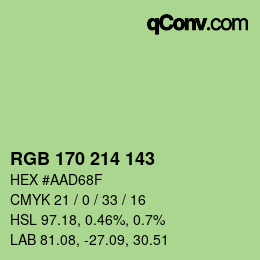 Color code: RGB 170 214 143 | qconv.com