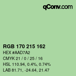 Color code: RGB 170 215 162 | qconv.com