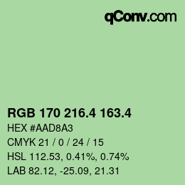 カラーコード: RGB 170 216.4 163.4 | qconv.com