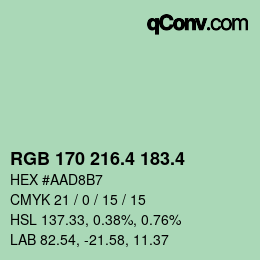 カラーコード: RGB 170 216.4 183.4 | qconv.com