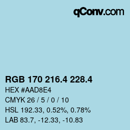 カラーコード: RGB 170 216.4 228.4 | qconv.com