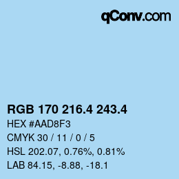 カラーコード: RGB 170 216.4 243.4 | qconv.com