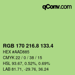 カラーコード: RGB 170 216.8 133.4 | qconv.com