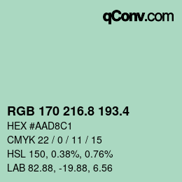 カラーコード: RGB 170 216.8 193.4 | qconv.com
