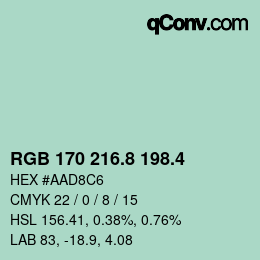 カラーコード: RGB 170 216.8 198.4 | qconv.com