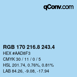 カラーコード: RGB 170 216.8 243.4 | qconv.com