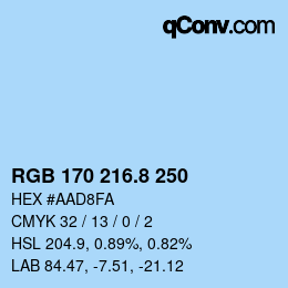 カラーコード: RGB 170 216.8 250 | qconv.com