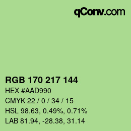 Color code: RGB 170 217 144 | qconv.com