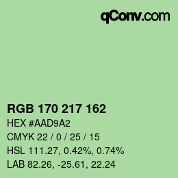 Color code: RGB 170 217 162 | qconv.com