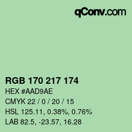 Color code: RGB 170 217 174 | qconv.com