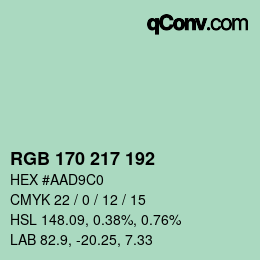 Color code: RGB 170 217 192 | qconv.com