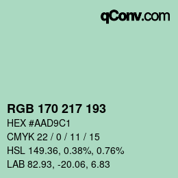 Color code: RGB 170 217 193 | qconv.com