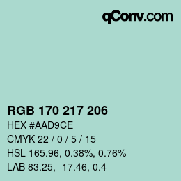 Color code: RGB 170 217 206 | qconv.com