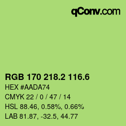 カラーコード: RGB 170 218.2 116.6 | qconv.com