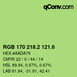 カラーコード: RGB 170 218.2 121.6 | qconv.com