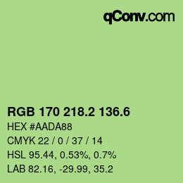 カラーコード: RGB 170 218.2 136.6 | qconv.com