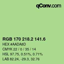 カラーコード: RGB 170 218.2 141.6 | qconv.com