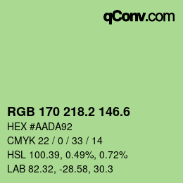カラーコード: RGB 170 218.2 146.6 | qconv.com