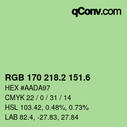 カラーコード: RGB 170 218.2 151.6 | qconv.com