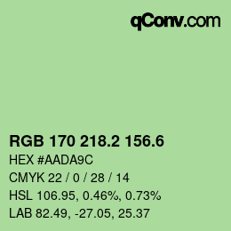 カラーコード: RGB 170 218.2 156.6 | qconv.com