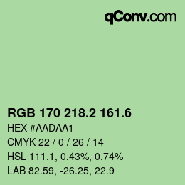 カラーコード: RGB 170 218.2 161.6 | qconv.com