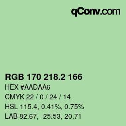 カラーコード: RGB 170 218.2 166 | qconv.com