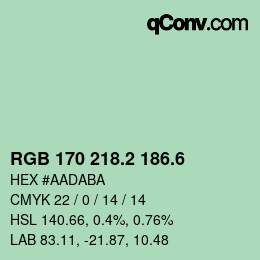 カラーコード: RGB 170 218.2 186.6 | qconv.com