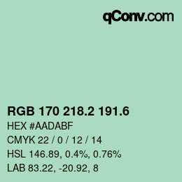 カラーコード: RGB 170 218.2 191.6 | qconv.com