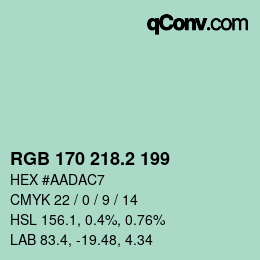 カラーコード: RGB 170 218.2 199 | qconv.com