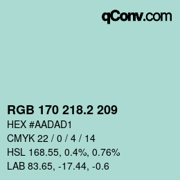 カラーコード: RGB 170 218.2 209 | qconv.com