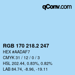 Color code: RGB 170 218.2 247 | qconv.com