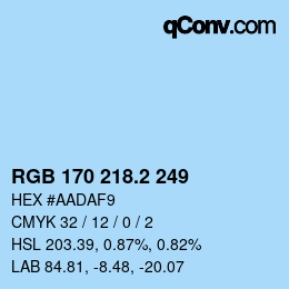 カラーコード: RGB 170 218.2 249 | qconv.com