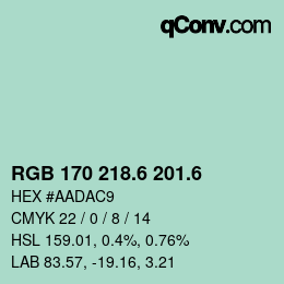 カラーコード: RGB 170 218.6 201.6 | qconv.com