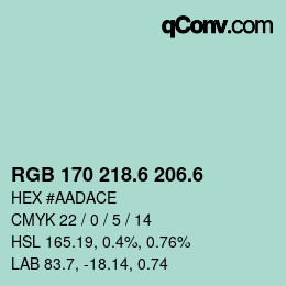 カラーコード: RGB 170 218.6 206.6 | qconv.com