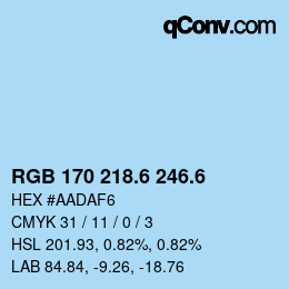 カラーコード: RGB 170 218.6 246.6 | qconv.com