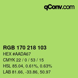 Color code: RGB 170 218 103 | qconv.com