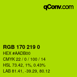 Color code: RGB 170 219 0 | qconv.com