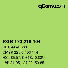 Color code: RGB 170 219 104 | qconv.com