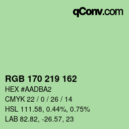 Color code: RGB 170 219 162 | qconv.com