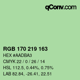 Color code: RGB 170 219 163 | qconv.com