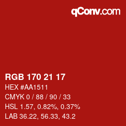 Color code: RGB 170 21 17 | qconv.com