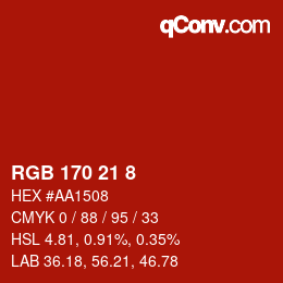 Color code: RGB 170 21 8 | qconv.com