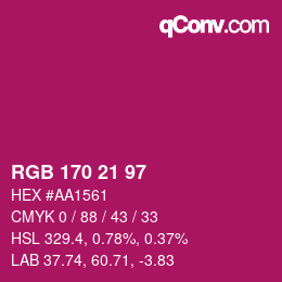 Color code: RGB 170 21 97 | qconv.com