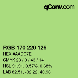 Color code: RGB 170 220 126 | qconv.com