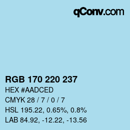 Color code: RGB 170 220 237 | qconv.com