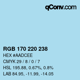 Color code: RGB 170 220 238 | qconv.com