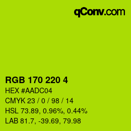 カラーコード: RGB 170 220 4 | qconv.com