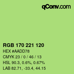Color code: RGB 170 221 120 | qconv.com