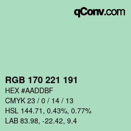 Color code: RGB 170 221 191 | qconv.com